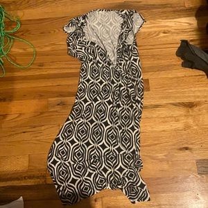 Black and white wrap dress